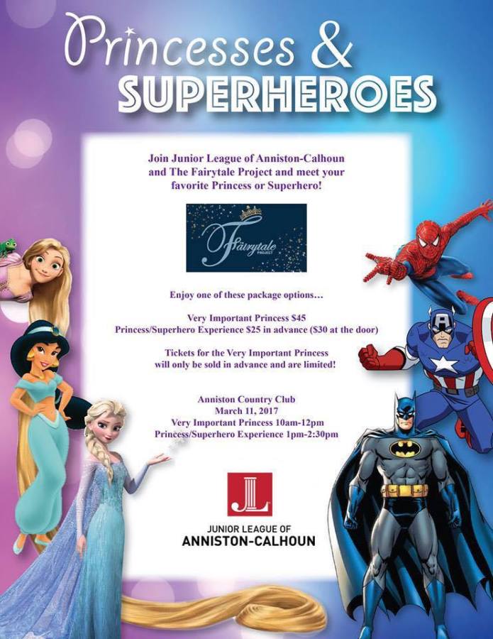 princess and superhero character event events jlac alabama princess event flyer